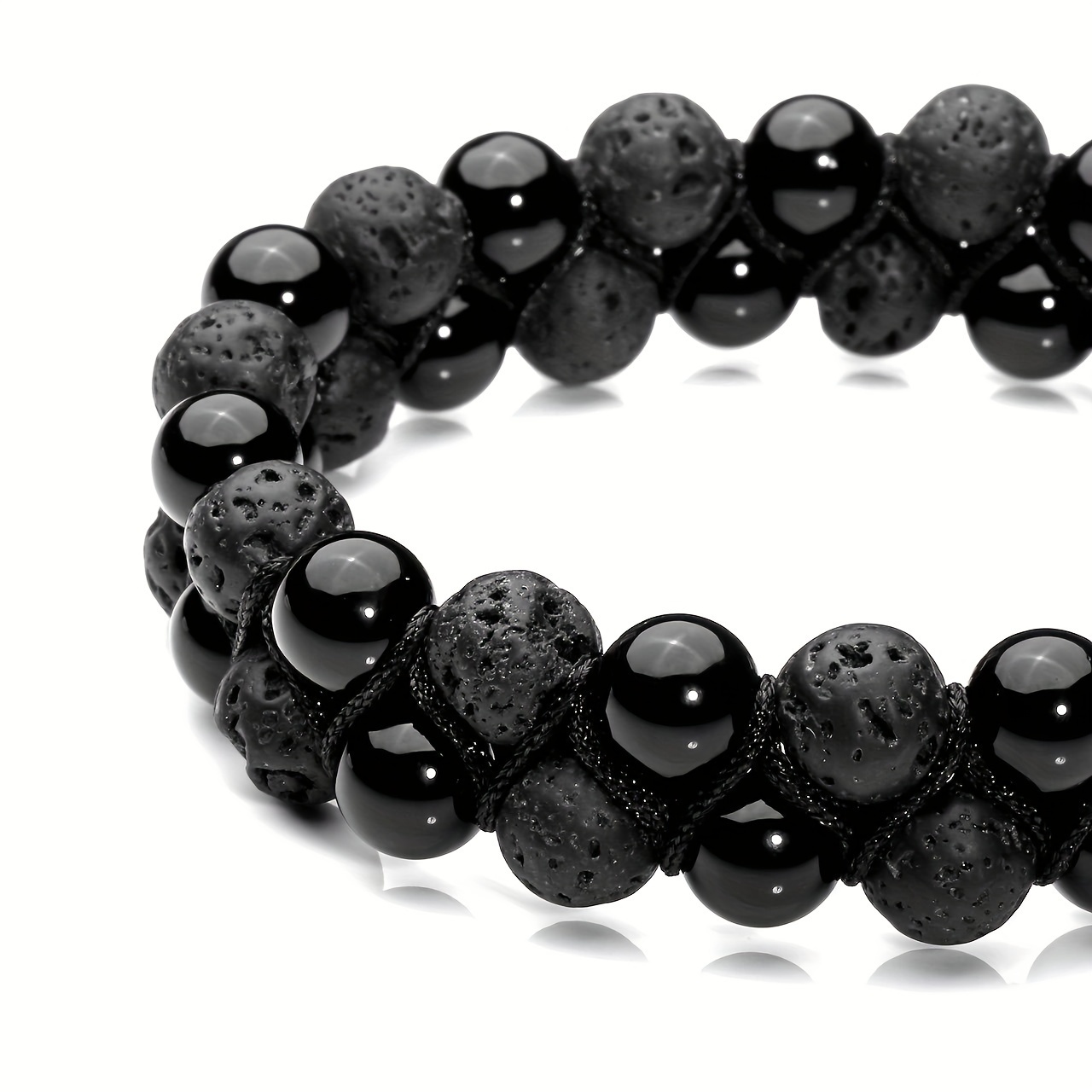 Handmade Stone Beaded Elastic Bracelet, Unisex Gift